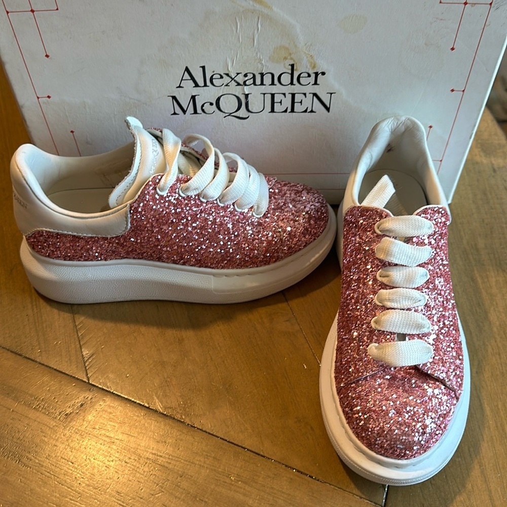 Alexander McQueen pink glitter sneakers little girl
